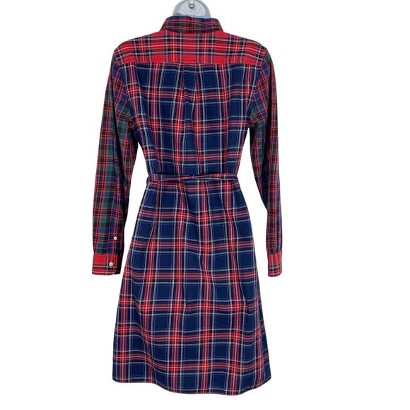 Brooks Brothers Stewart Plaid  6 SMALL Shirt Dress L/S Tie Belt Christmas Cotton - Picture 4 of 7